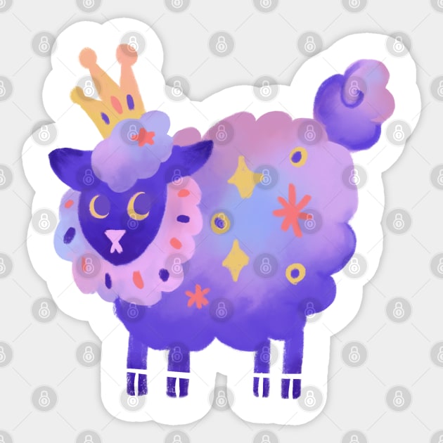 Purple Galaxy Princess Sheep in Digital Sticker by narwhalwall